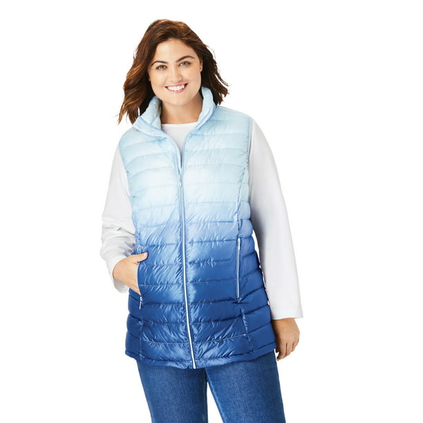 Woman Within Womens Plus Size Packable Puffer Vest